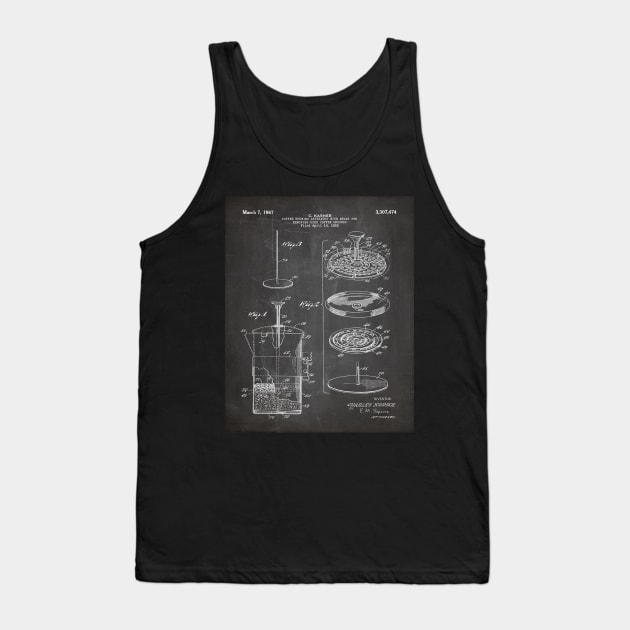 Coffee Filter Patent - Coffee Shop Art - Black Chalkboard Tank Top by patentpress